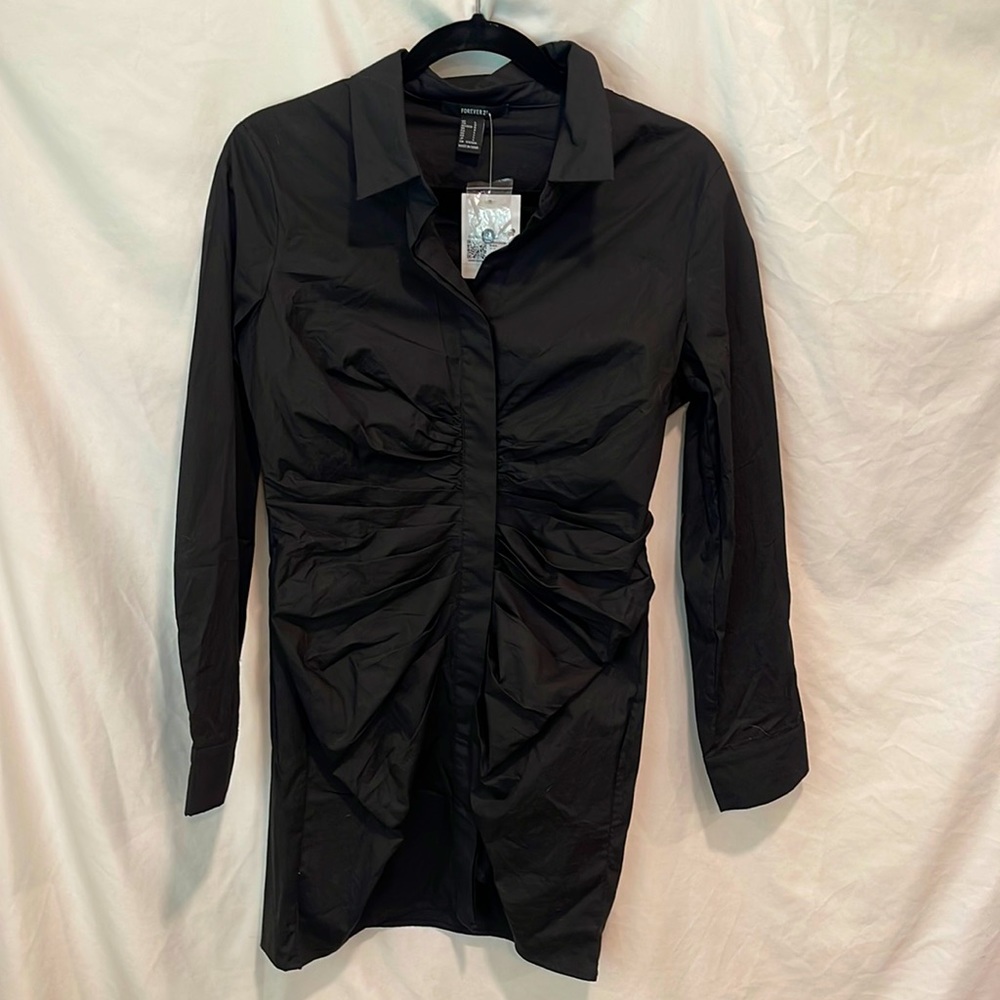Forever 21. Large. Black shirt dress.